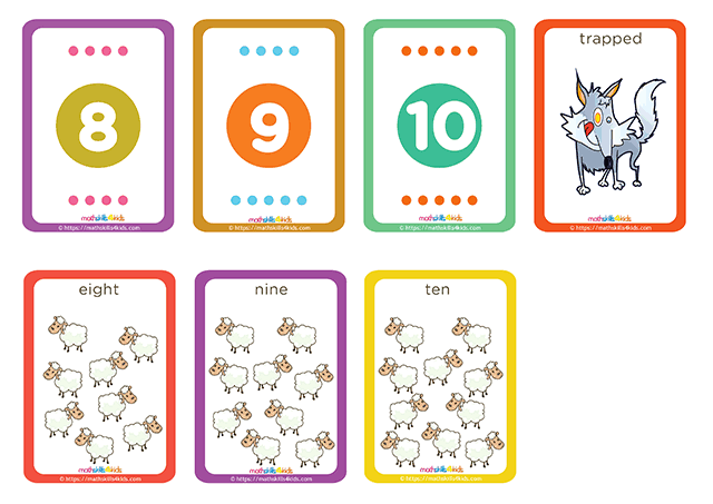 Hero Shepherd numbers up to 10 matching pairs cards printable - number 5 to 6