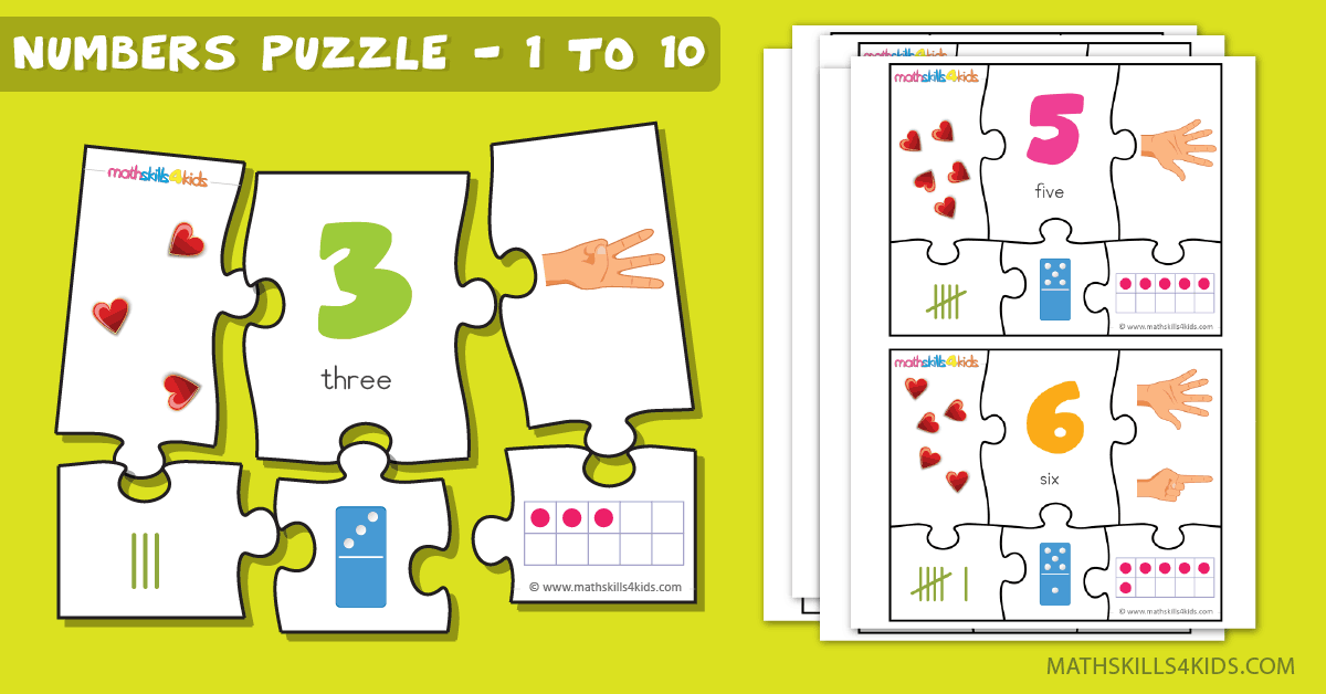 Printable Number matching puzzles | Number Puzzle game for kids