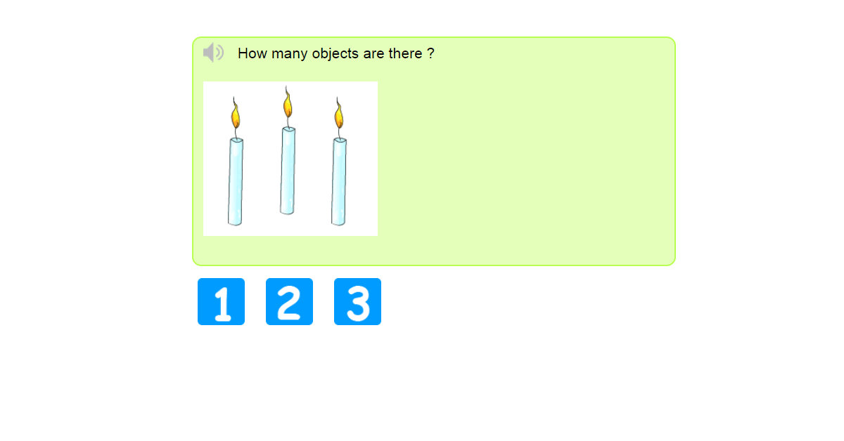 Count objects up to 3 | Counting to 3 online game