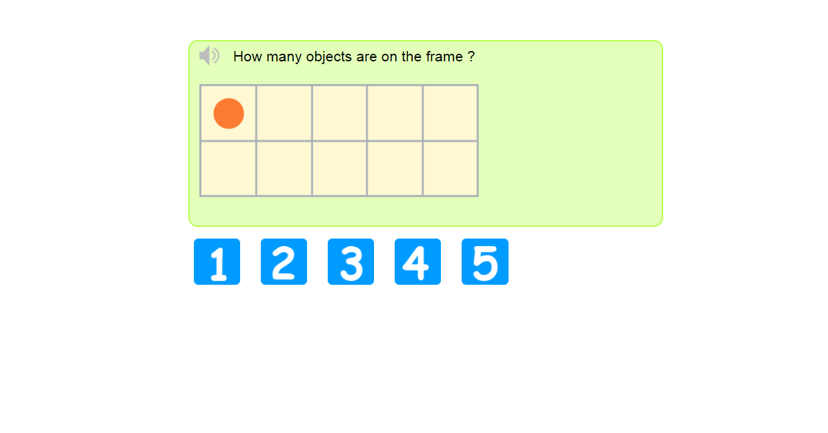 Counting to 5 with ten frame - How to use a ten frame to represent number five