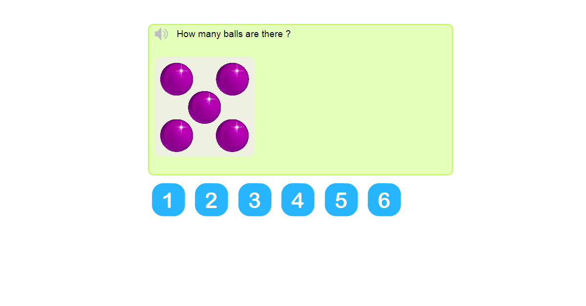 Learning numbers 1 to 6 - Count to 6 test online - 1 to 6 counting
