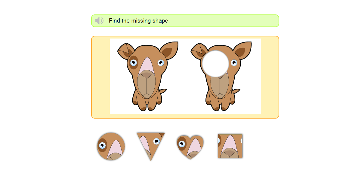 Matching shapes with pictures game online - Identify the missing shape
