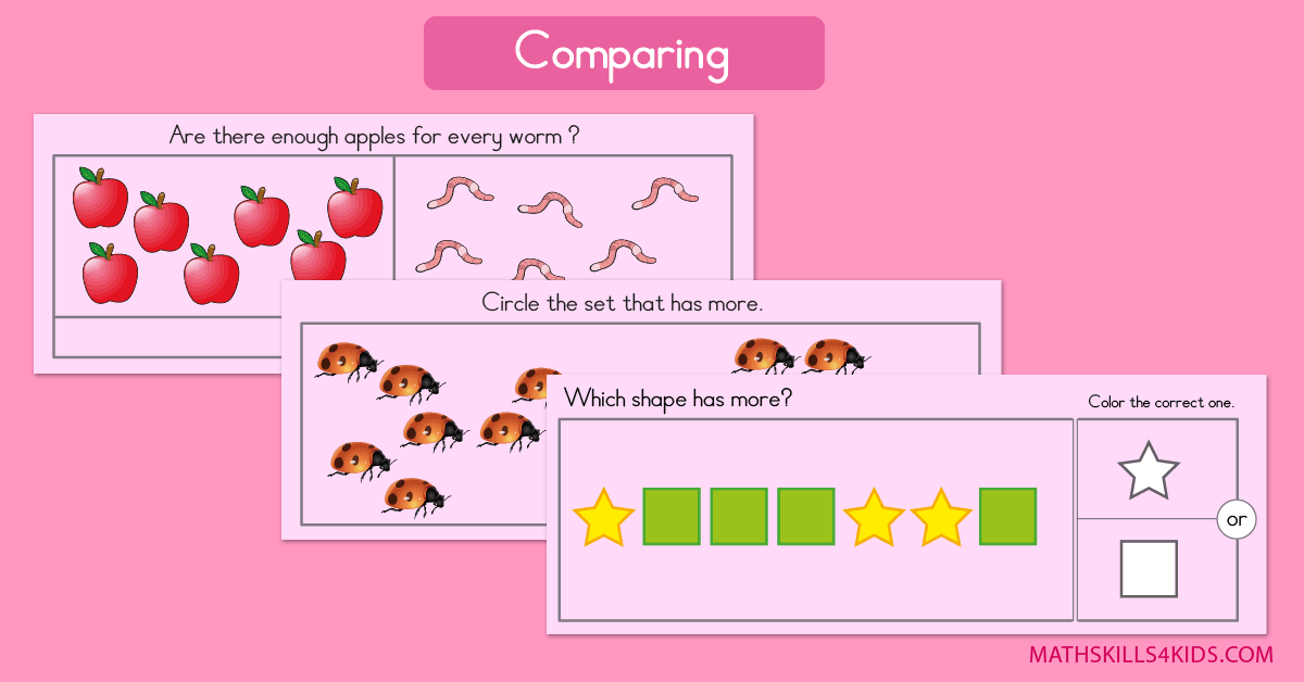 Comparing worksheets for preschool - Pre-K Free comparison worksheets