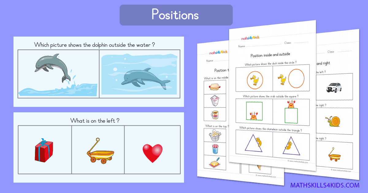 Preschool position worksheets PDF - Positional words activity