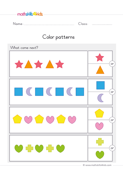 preschool math worksheets shape patterns