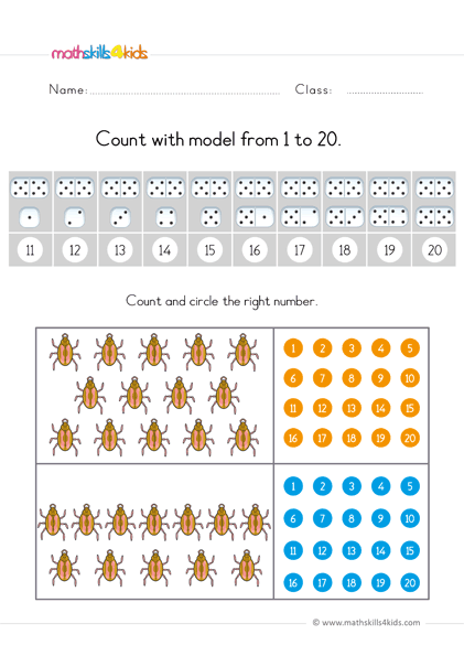 preschool math worksheets count up to 20