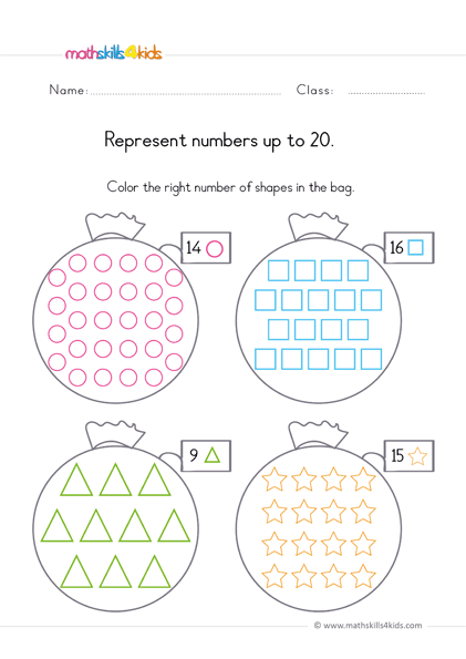 preschool math worksheets numbers counting up to 20