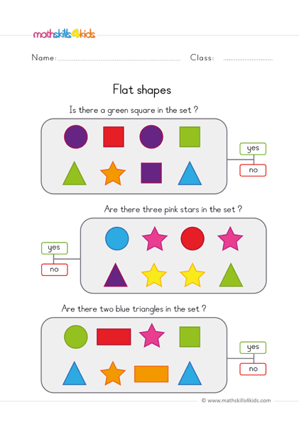 preschool math worksheets identifying flat shapes