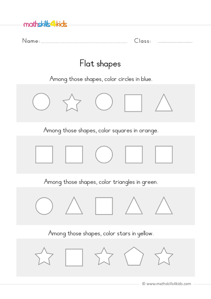 preschool math worksheets name and identify basic shapes